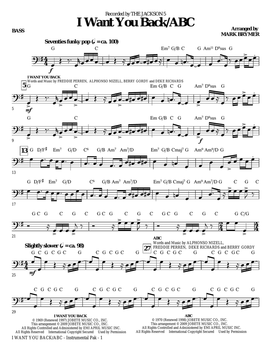 I Want You Back / ABC - Bass