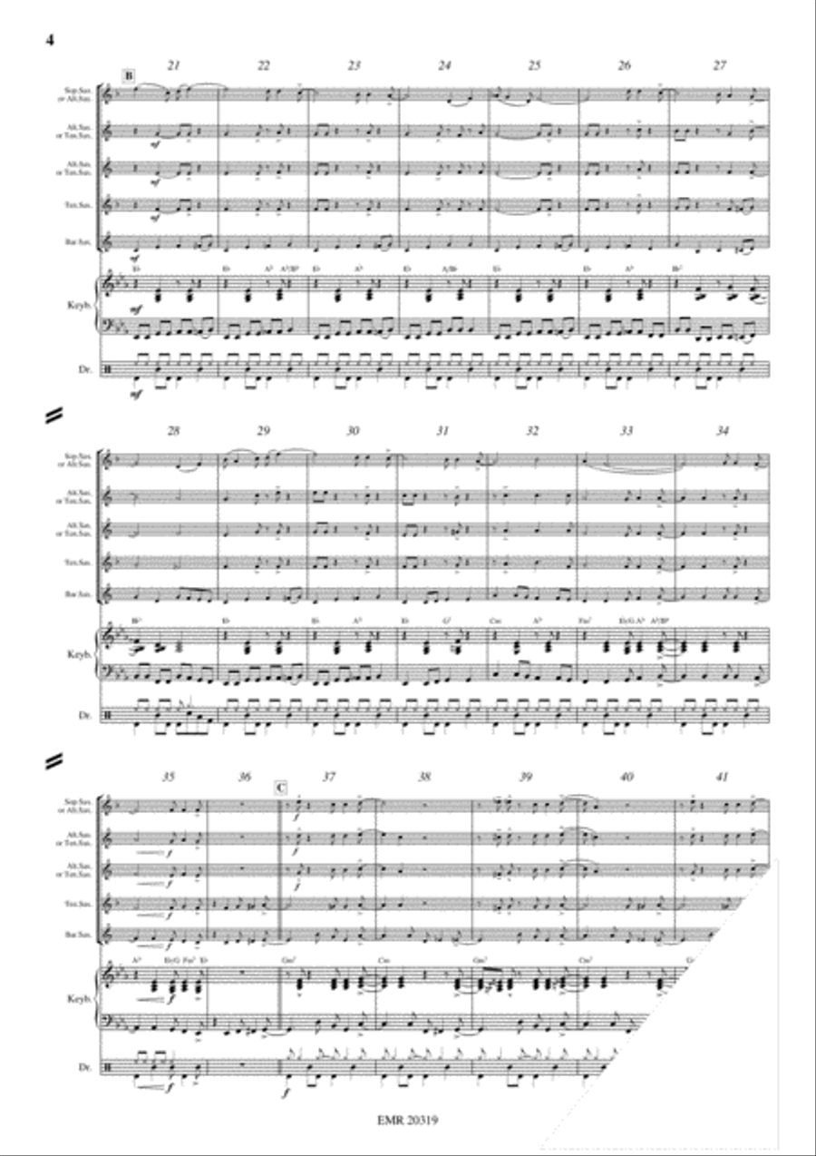 Kumbaya Saxophone Quintet scores gallery preview page 4