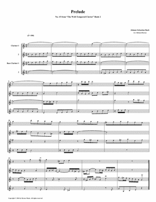 Prelude 15 from Well-Tempered Clavier, Book 2 (Clarinet Quartet)