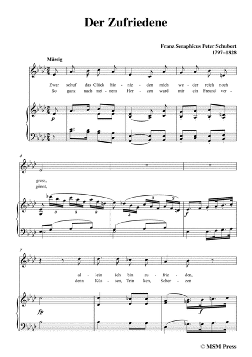Schubert-Der Zufriedene,in A flat Major,for Voice&Piano image number null