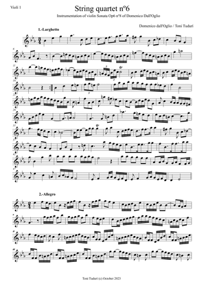 String quartet nº6-Toni Tudurí (instrumentation of Domenico dall'Oglio violin Sonata Op1 nº8 in E b