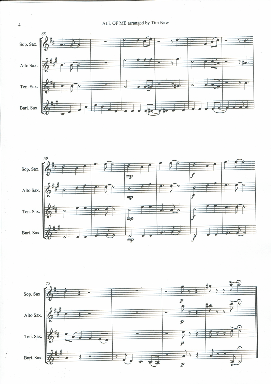 All Of Me Woodwind Quartet scores gallery preview page 4