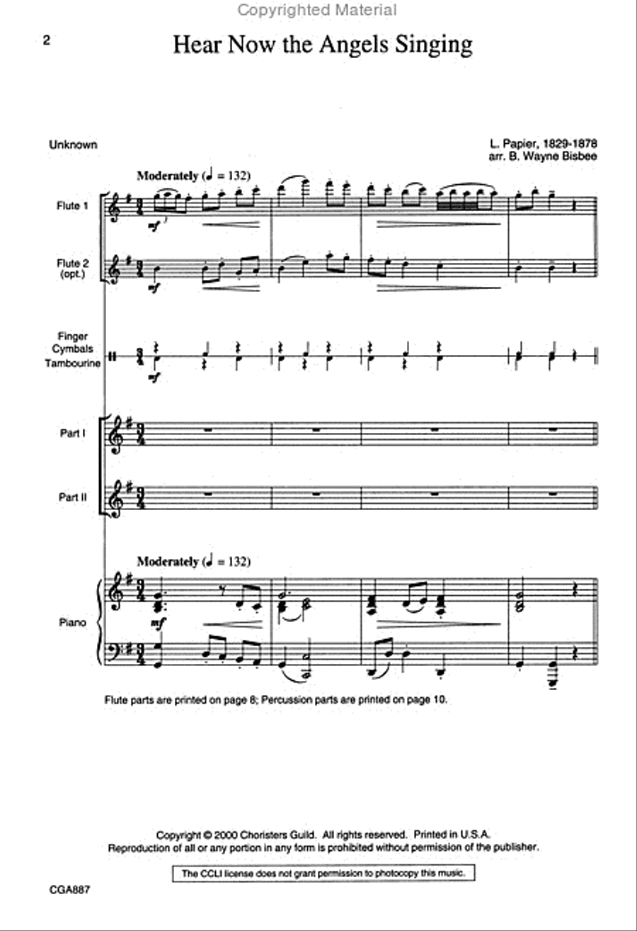 Hear Now the Angels Singing Unison Choir scores gallery preview page 2