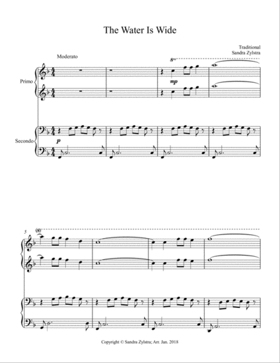 The Water Is Wide (1 piano, 4 hand duet) 1 Piano, 4-Hands scores gallery preview page 2