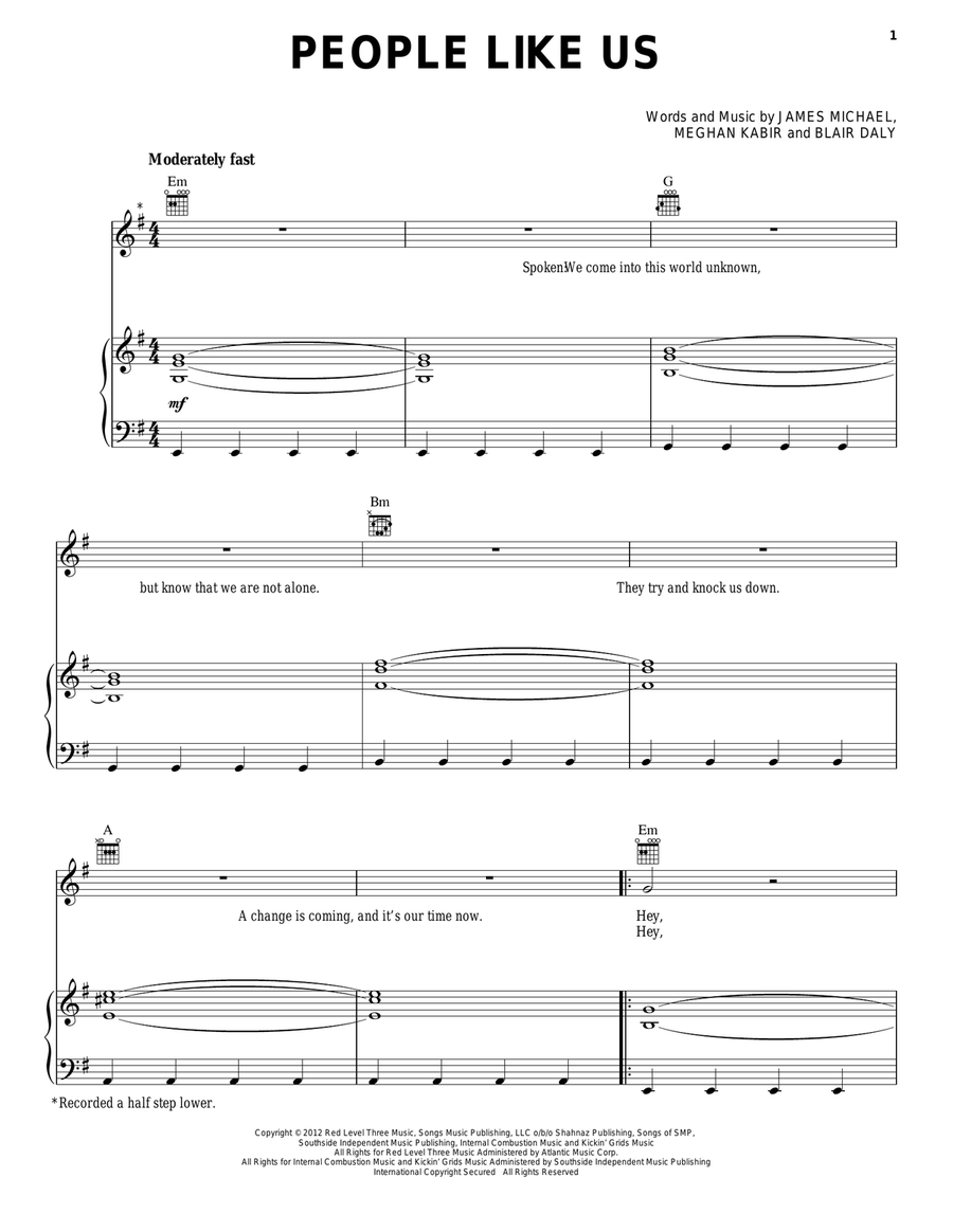 People Like Us People Like Us Piano, Vocal, Guitar scores gallery preview page 1