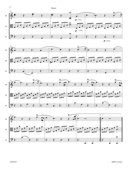 Harpsichord Sonata K 95 - L 358 arranged for String Trio image number null