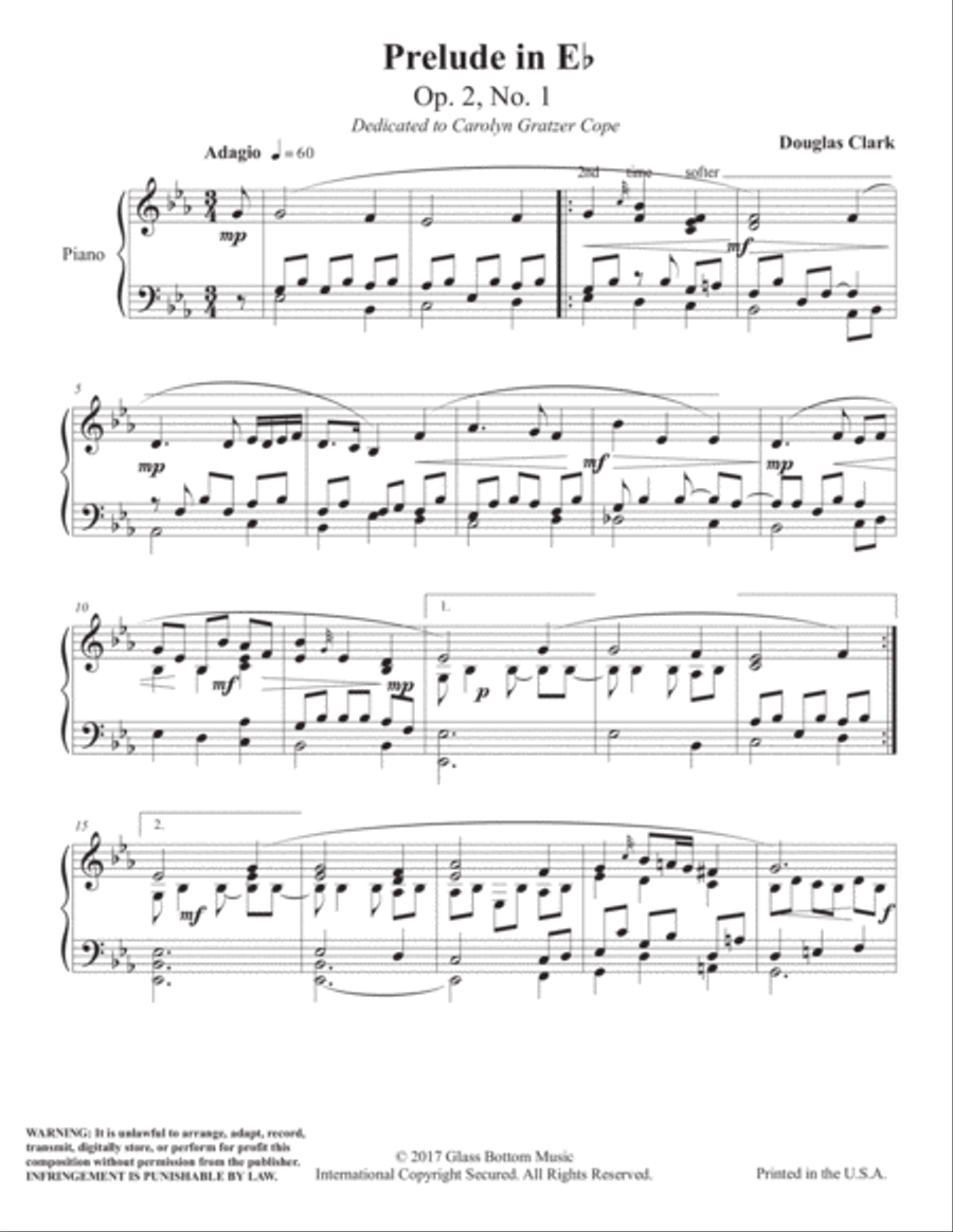 Prelude in Eb Piano Solo scores gallery preview page 1