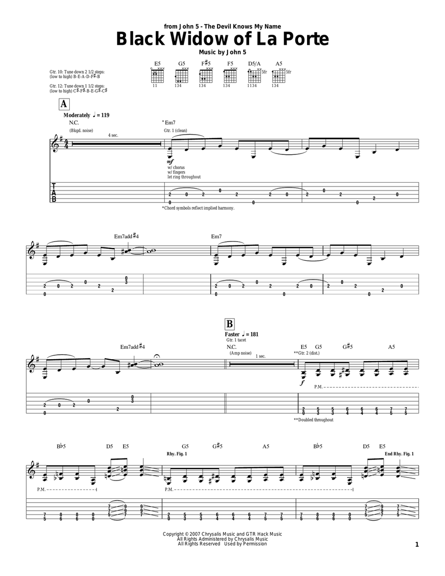 Black Widow Of La Porte Acoustic Guitar scores gallery preview page 1