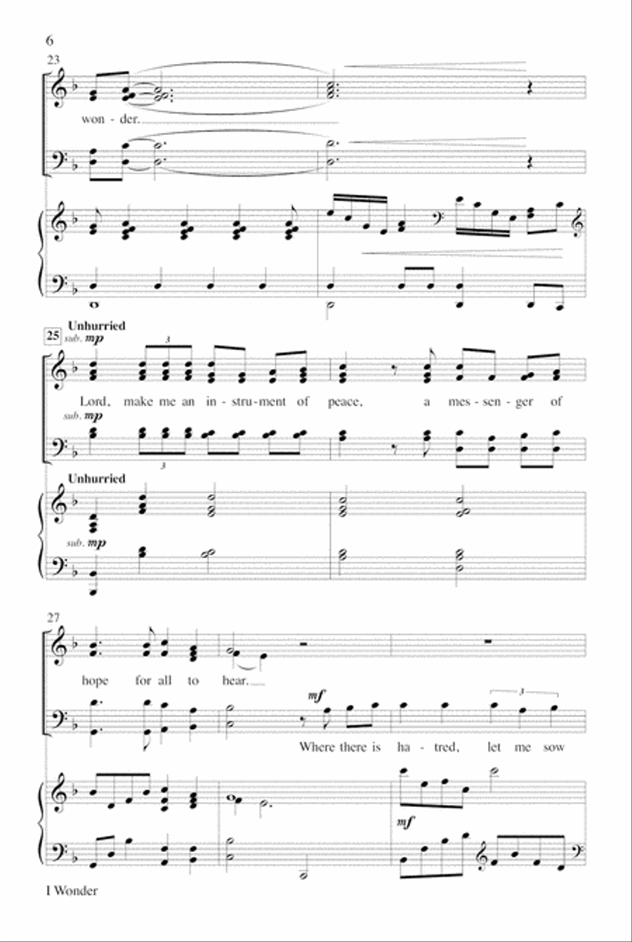 I Wonder Unison Choir scores gallery preview page 6