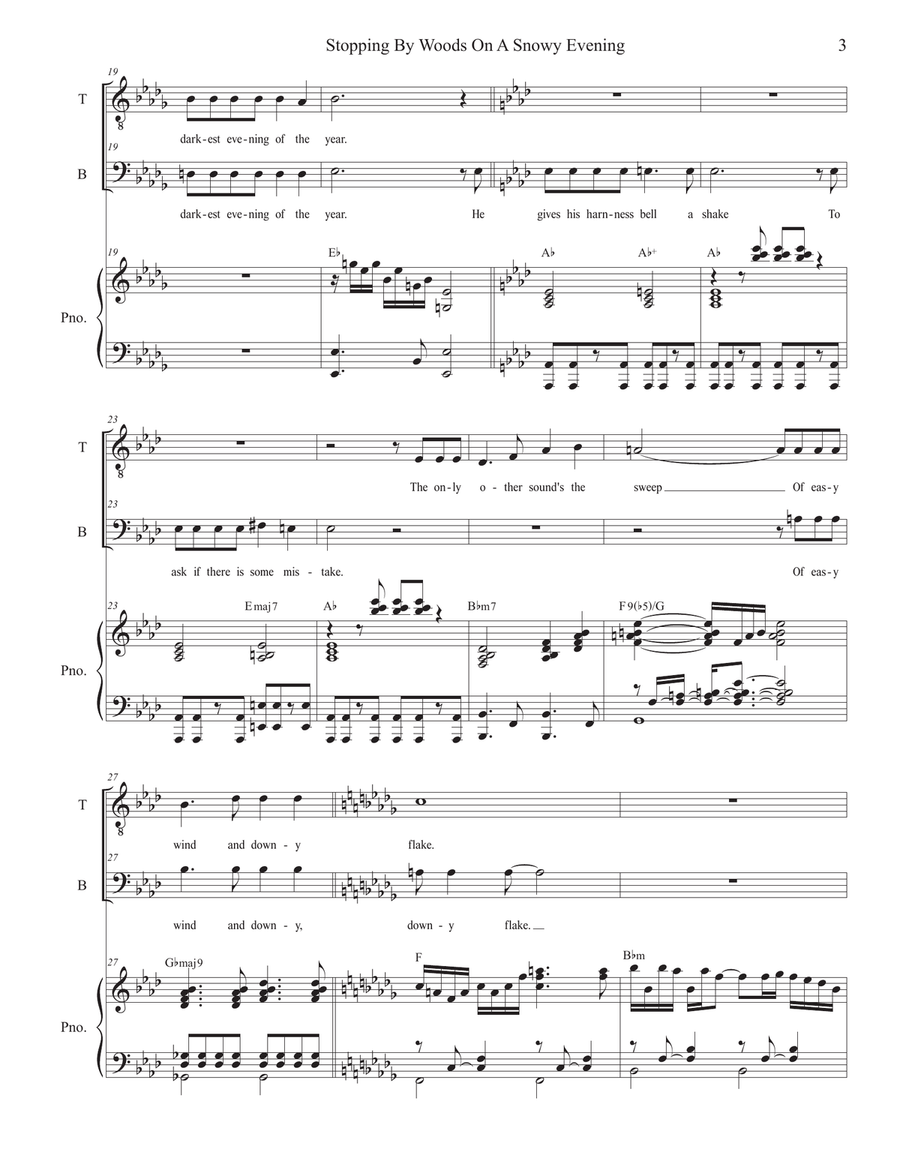 Stopping By Woods On A Snowy Evening (Duet for Tenor and Bass Solo) Tenor Voice scores gallery preview page 3