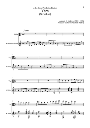 Anacleto de Medeiros - Yára. Arrangement for Viola and Classical Guitar. Score and Separated Parts