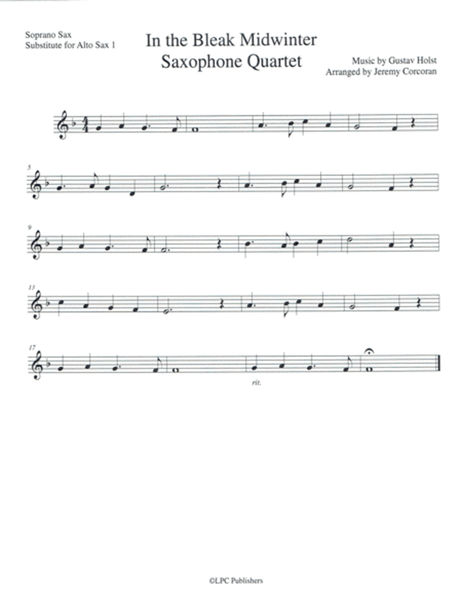 In the Bleak Midwinter for Saxophone Quartet (SATB or AATB) image number null