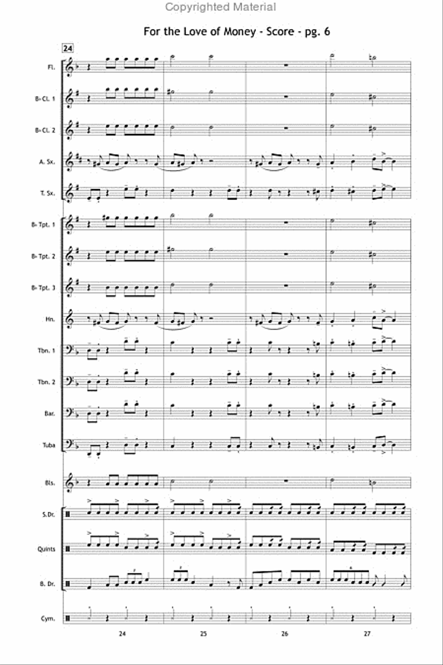 For the Love of Money Marching Band scores gallery preview page 7