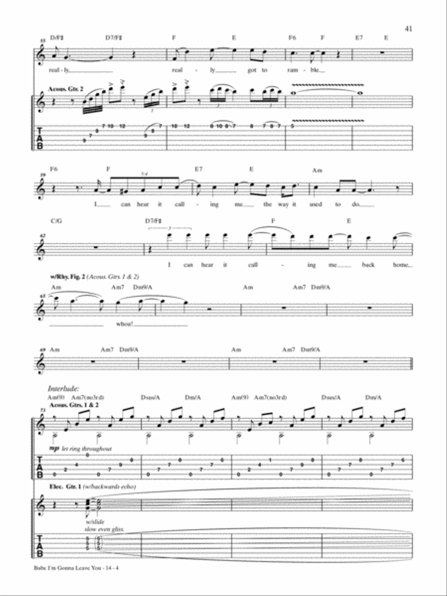 Babe I'm Gonna Leave You Guitar Tablature scores gallery preview page 4
