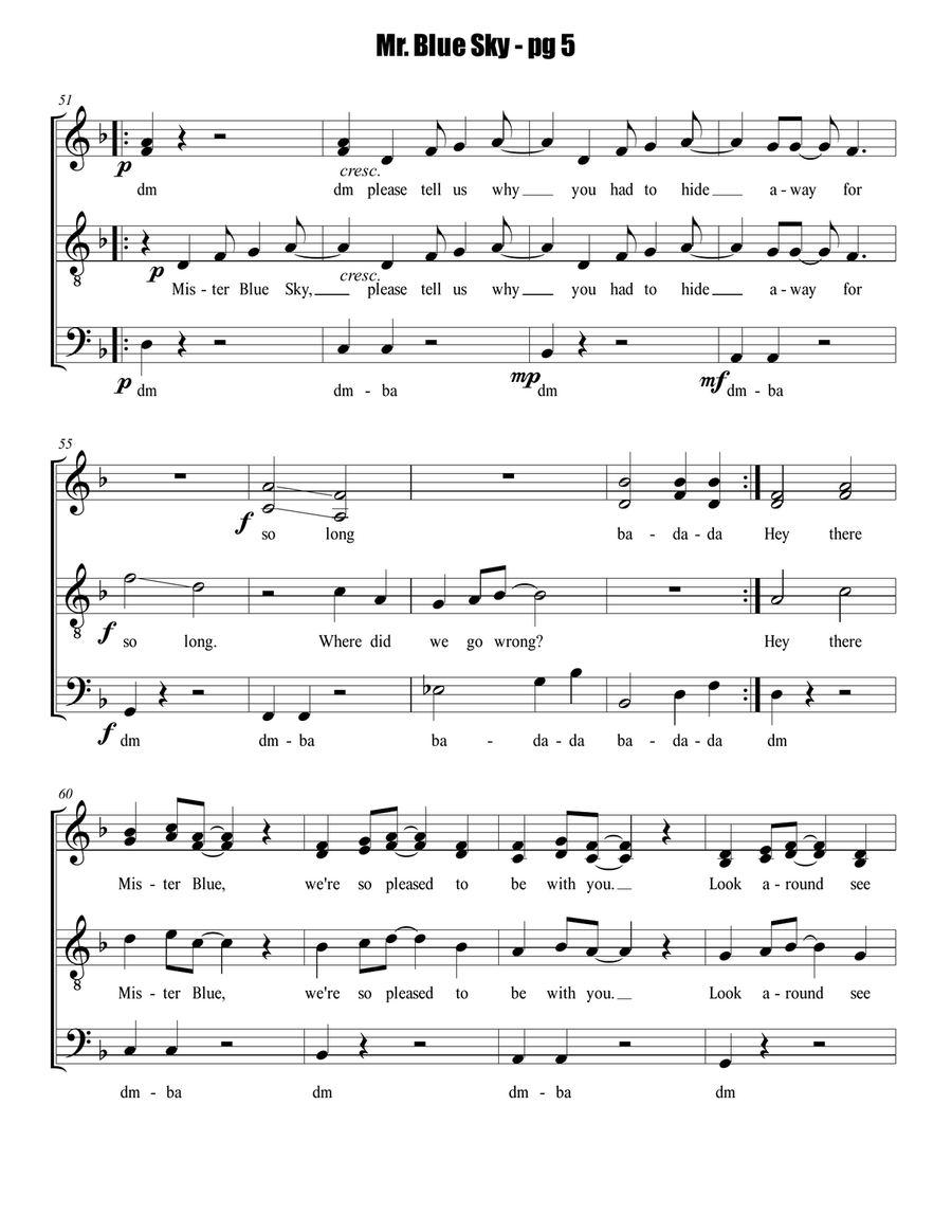 Mr. Blue Sky 4-Part scores gallery preview page 5