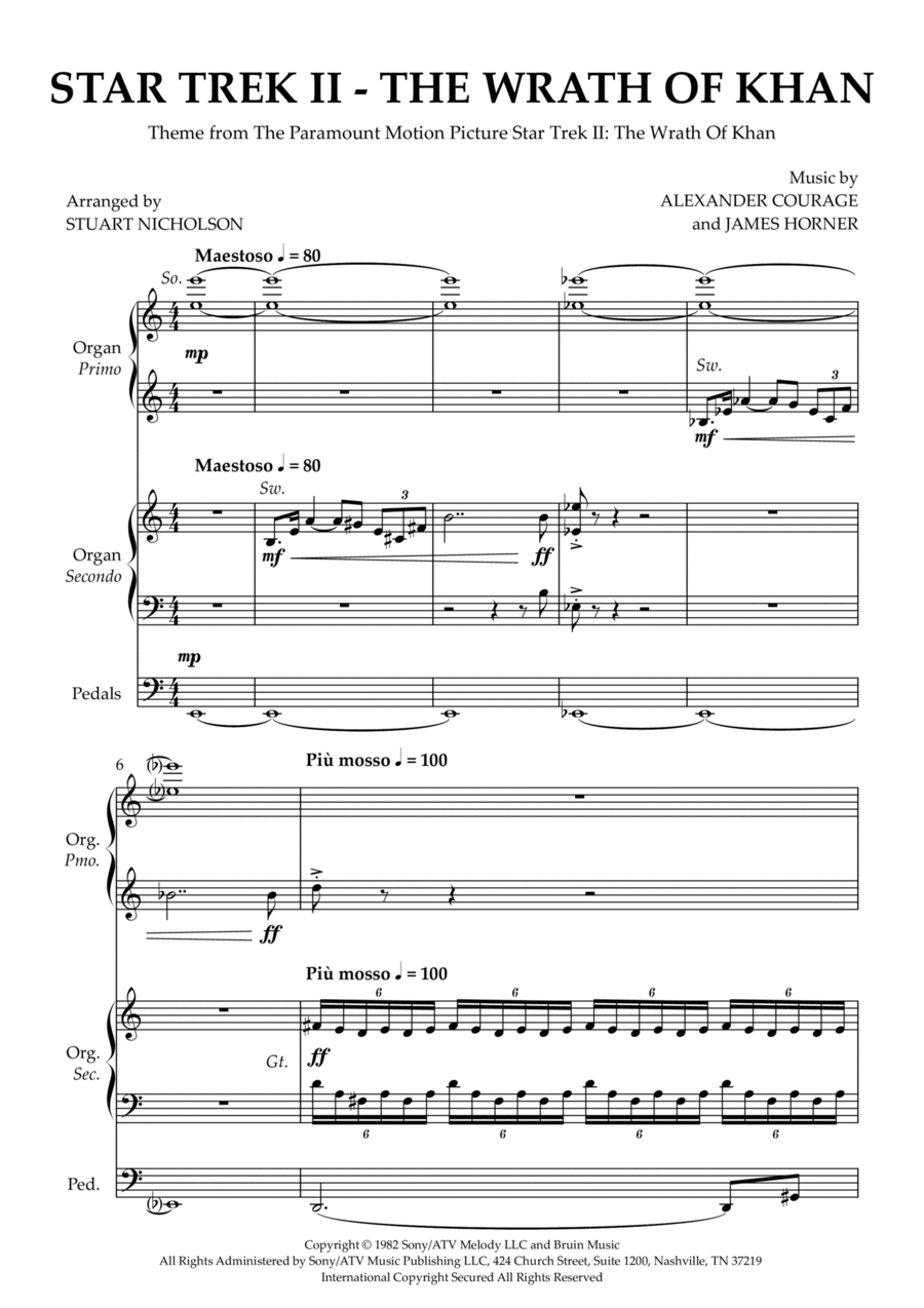 Star Trek(R) II - The Wrath Of Khan Organ Solo scores gallery preview page 1