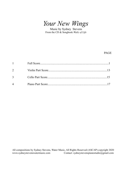 "Your New Wings" - (Part Scores) image number null