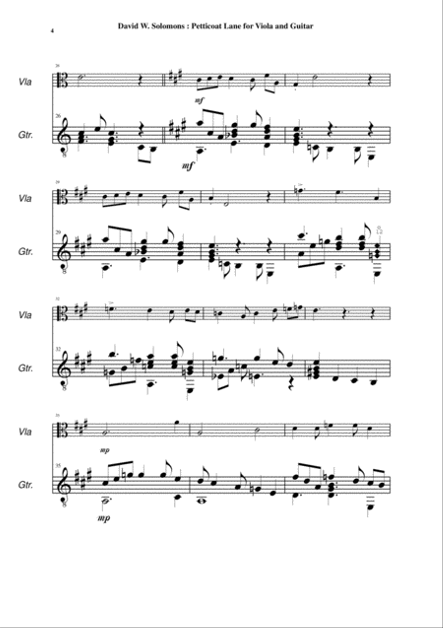 David Warin Solomons: Petticoat Lane for viola and guitar String Duet scores gallery preview page 4