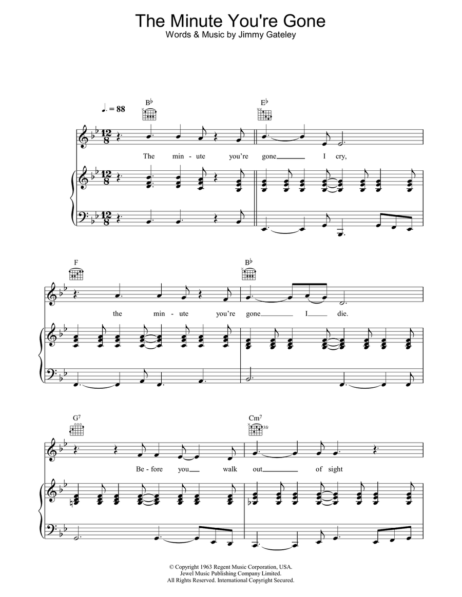 The Minute You're Gone The Minute You're Gone Piano, Vocal, Guitar scores gallery preview page 1