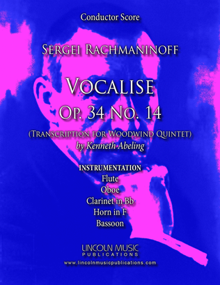 Book cover for Rachmaninoff - Vocalise Op. 34 No.14 (for Woodwind Quintet)