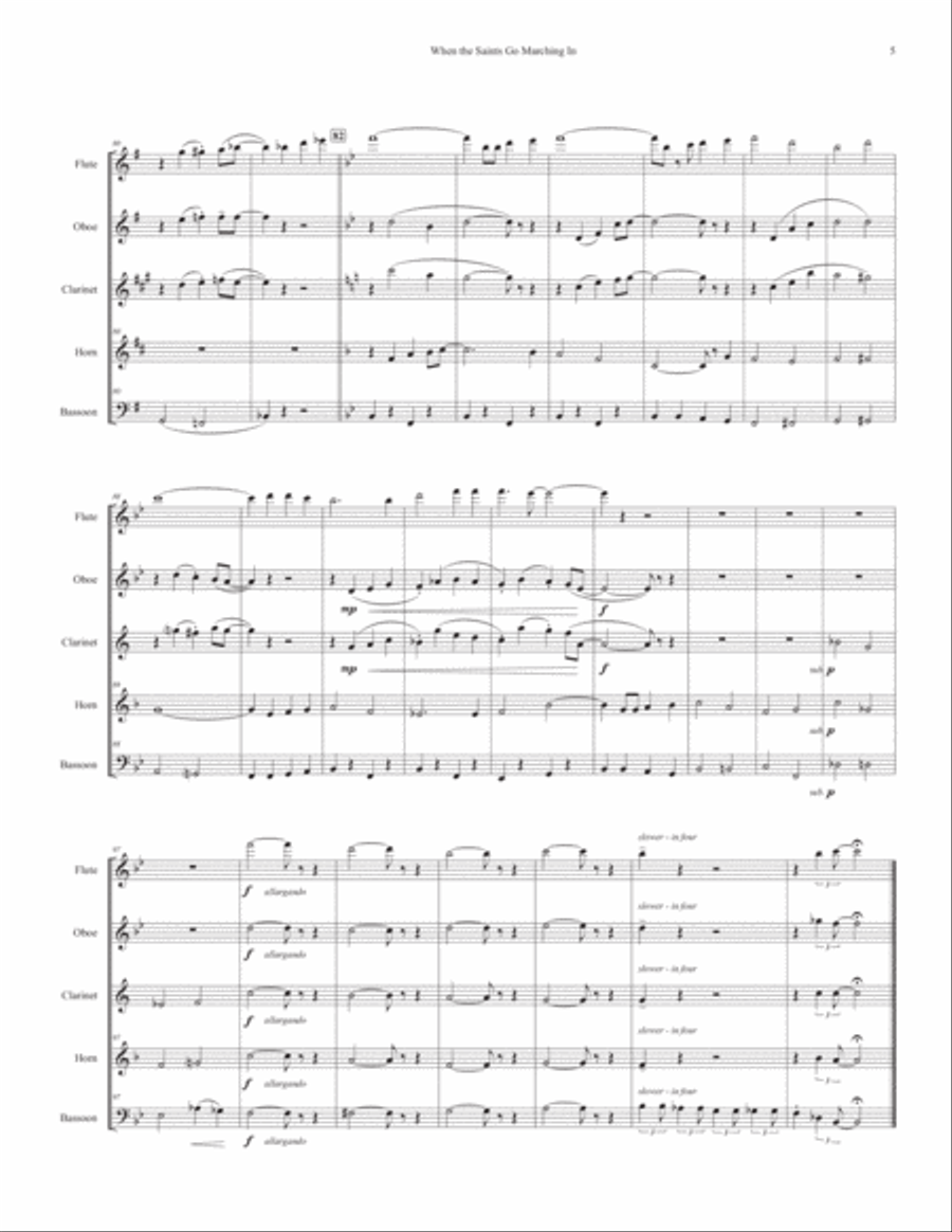 When the Saints Go Marching In (for Woodwind Quintet) Woodwind Quintet scores gallery preview page 5