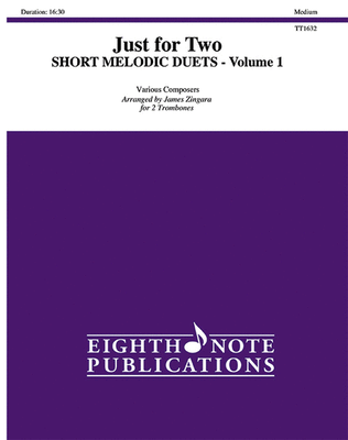Book cover for Just for Two -- Short Melodic Duets, Volume 1