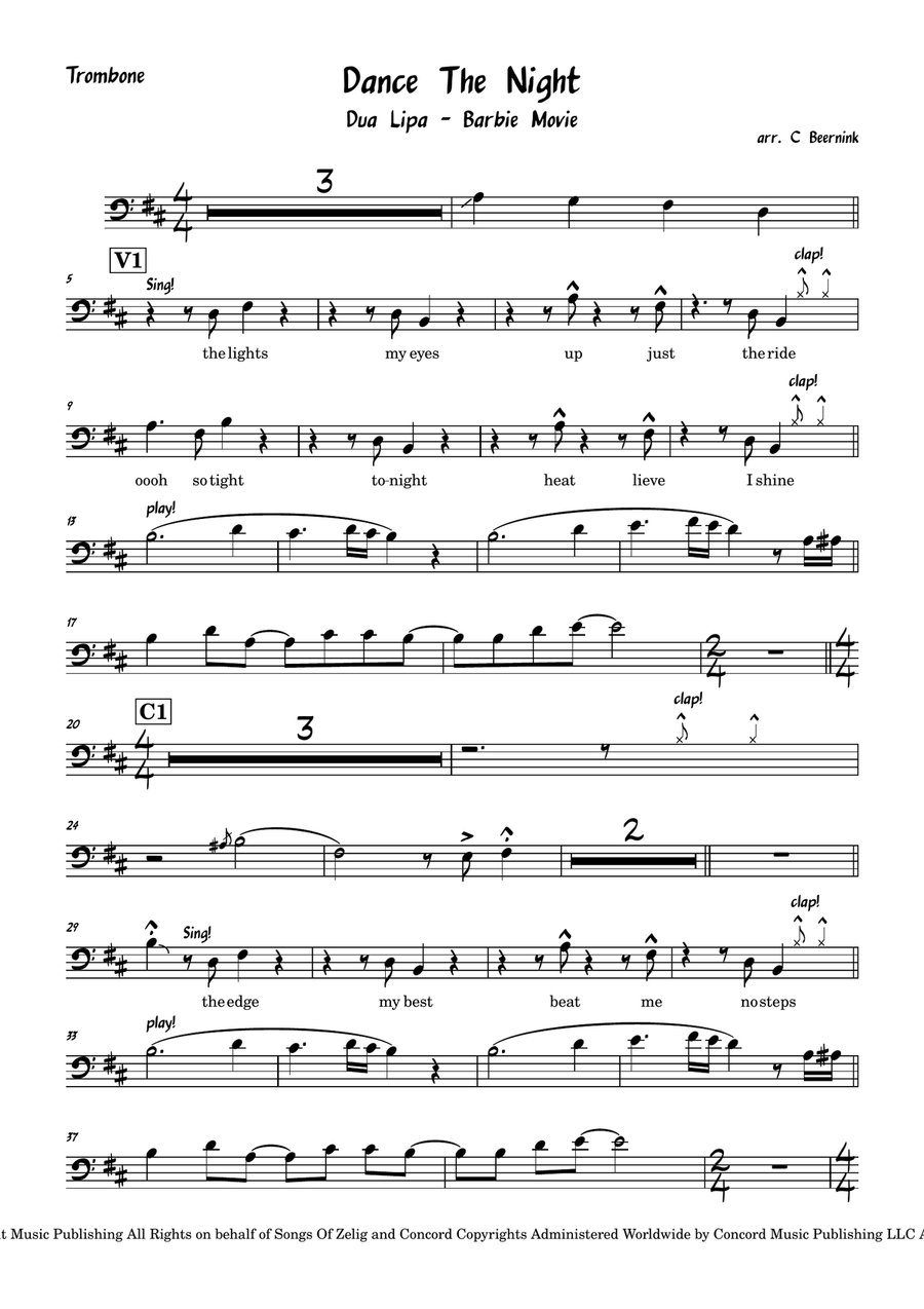 Dance The Night Voice scores gallery preview page 1