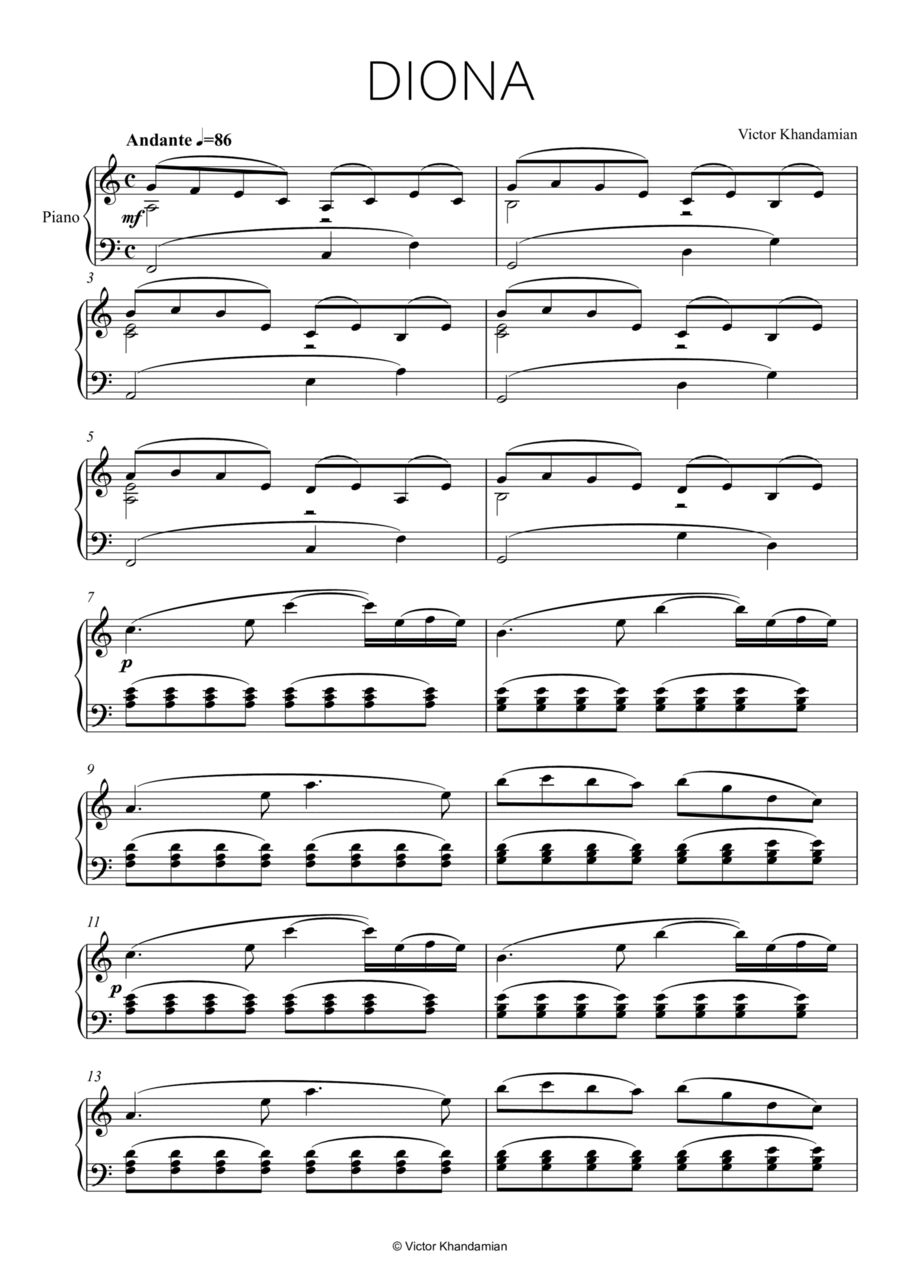 Diona Piano Solo scores gallery preview page 1