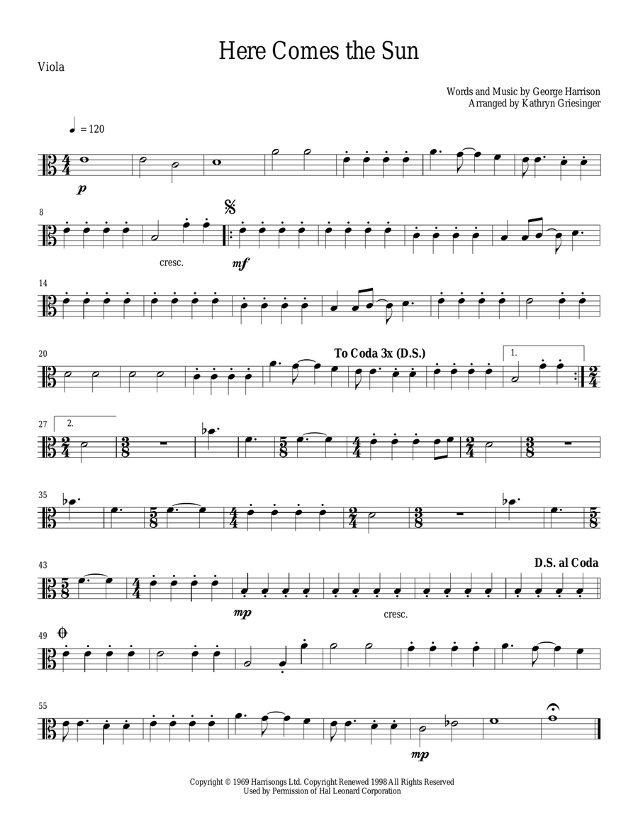 Here Comes The Sun String Quartet scores gallery preview page 3
