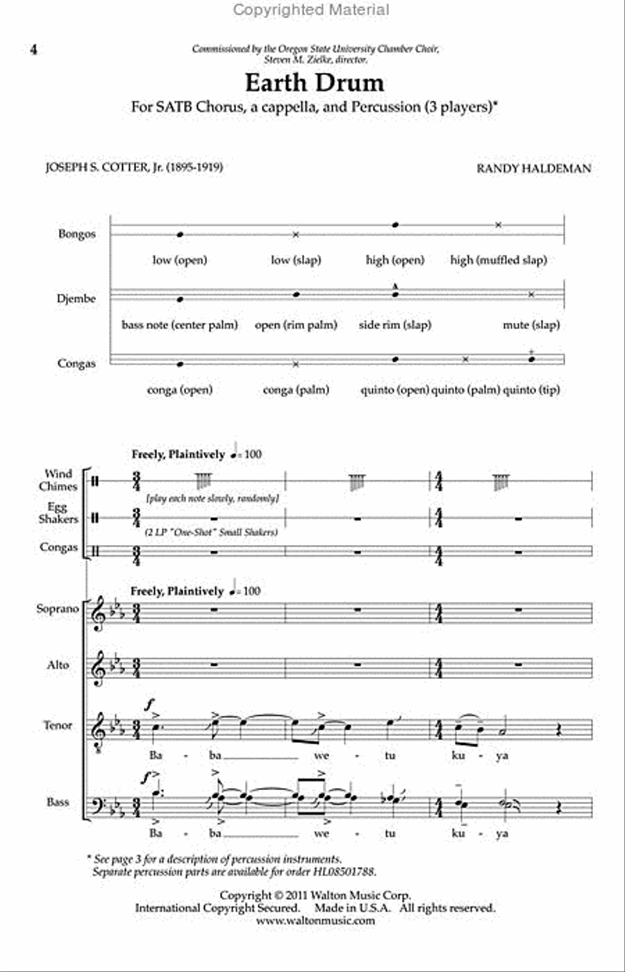 Earth Drum (Percussion Parts) Percussion scores gallery preview page 2