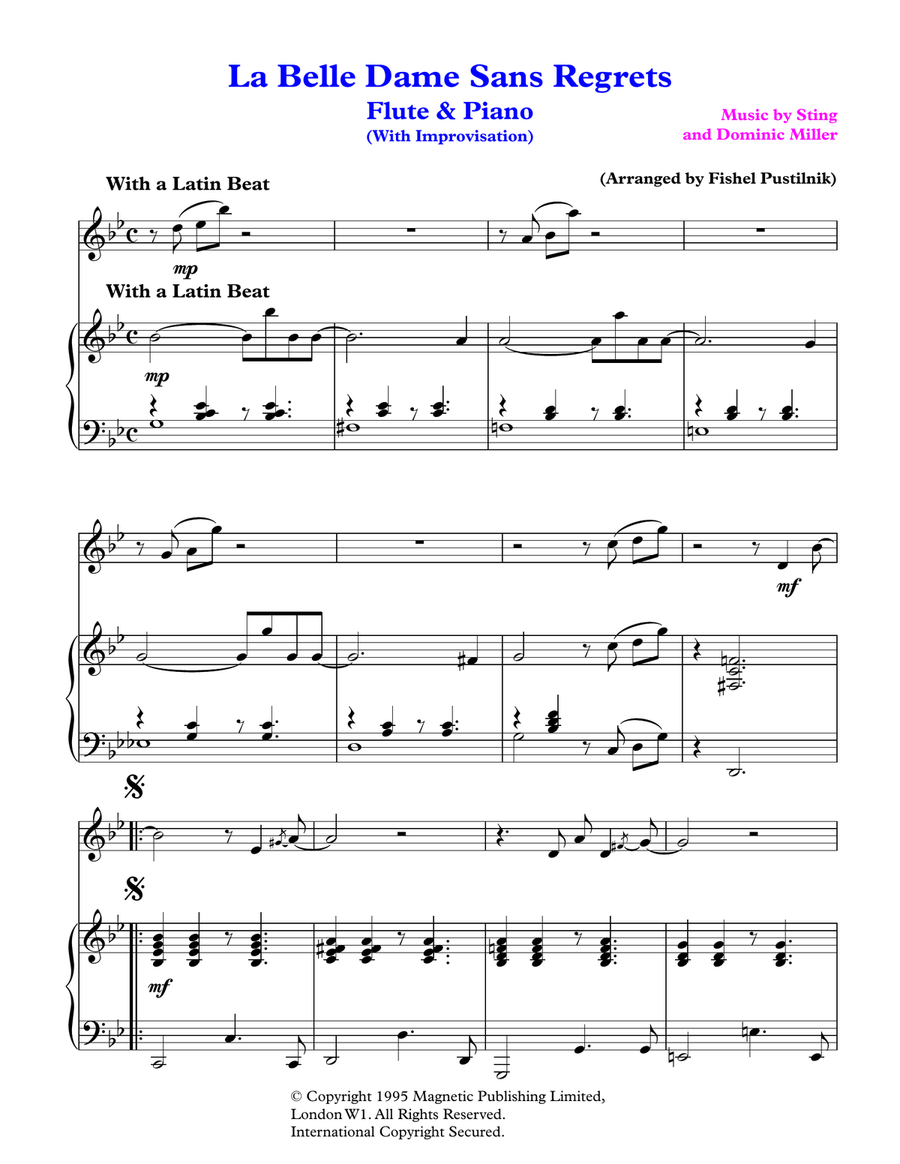 La Belle Dame Sans Regrets by Sting Flute Solo - Digital Sheet Music page 2
