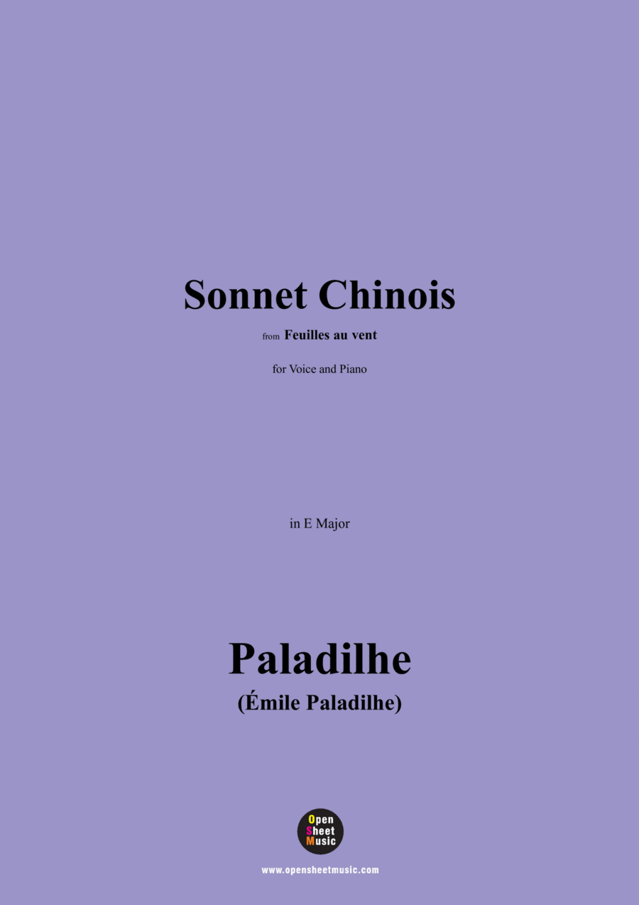 Paladilhe-Sonnet Chinois,in E Major Voice scores gallery preview page 1