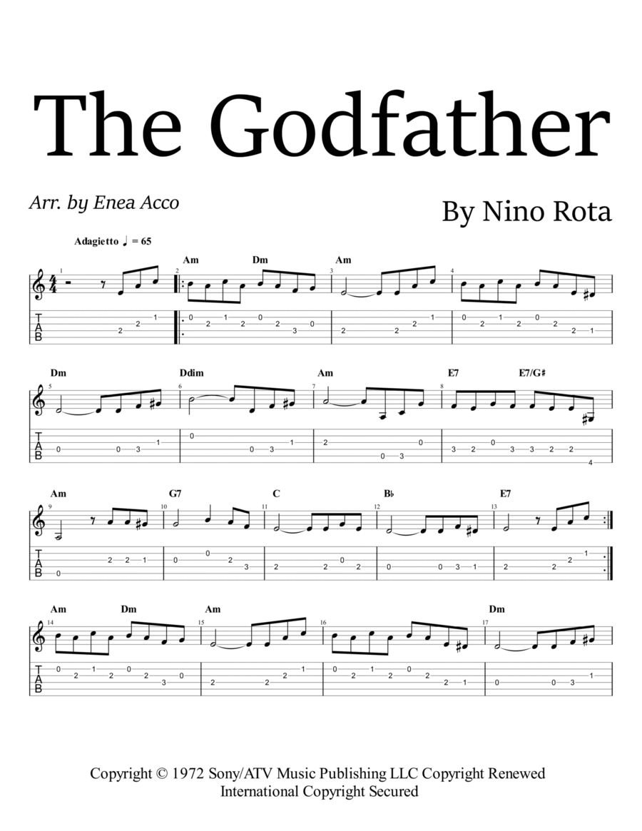 The Godfather (Main Theme) Piano scores gallery preview page 1