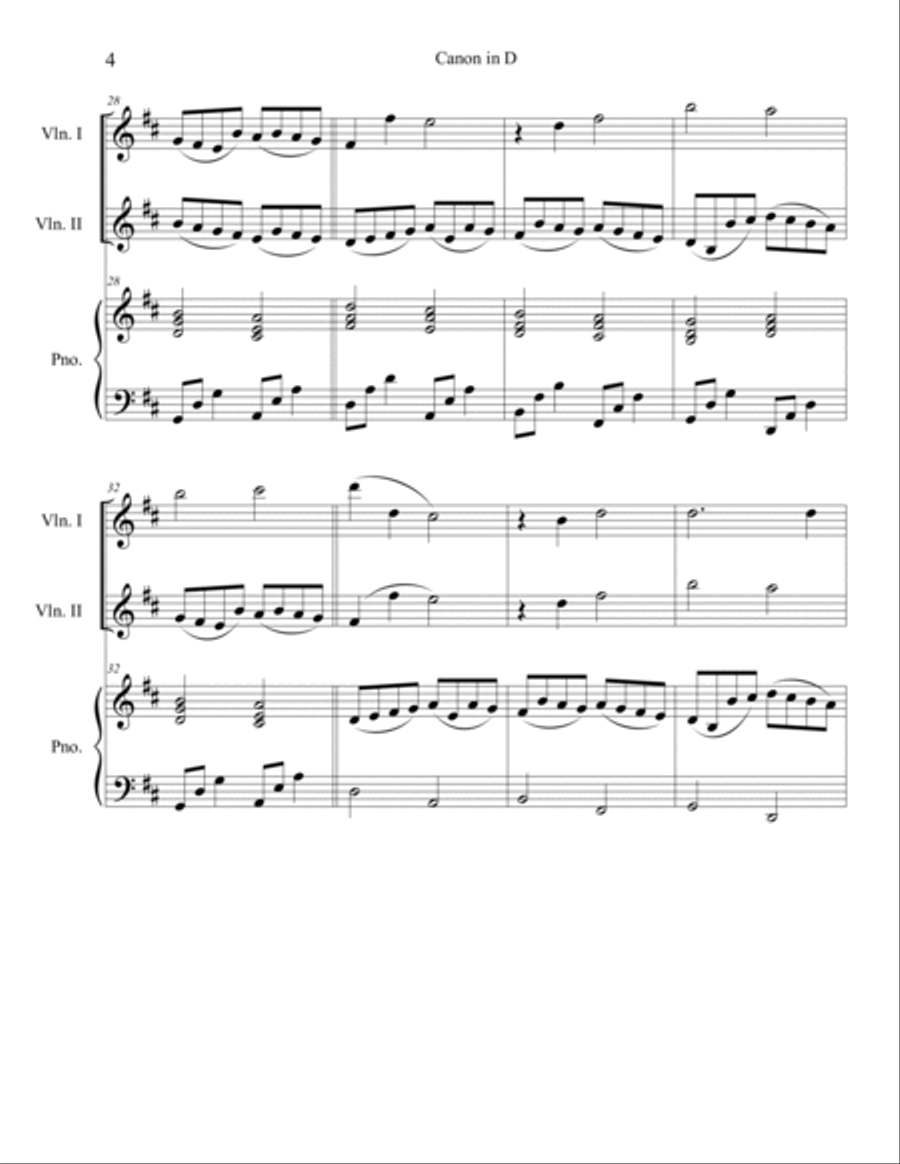 Canon in D for 2 Violins and Piano String Duet scores gallery preview page 4