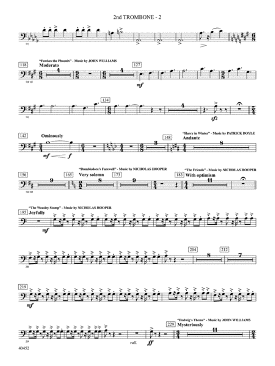 The Complete Harry Potter: 2nd Trombone Full Orchestra scores gallery preview page 2