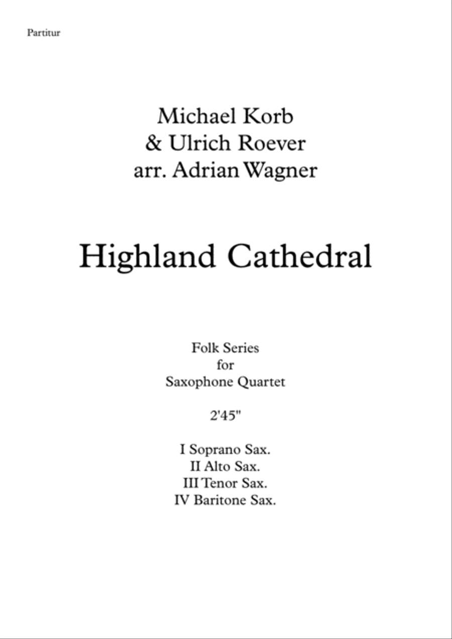 Highland Cathedral Saxophone Quartet scores gallery preview page 2
