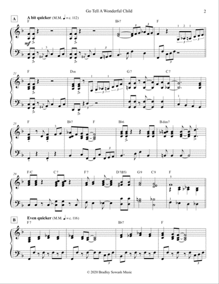 Go Tell A Wonderful Child - solo piano Piano Solo scores gallery preview page 3