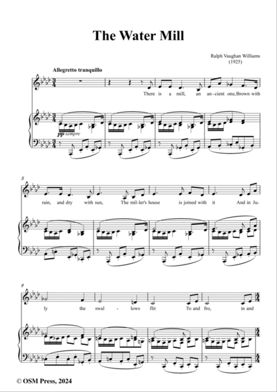 Vaughan Williams-The Water Mill(1925),in A flat Major Voice scores gallery preview page 2