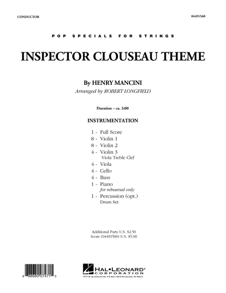 Inspector Clouseau Theme (from The Pink Panther Strikes Again) - Conductor Score (Full Score)