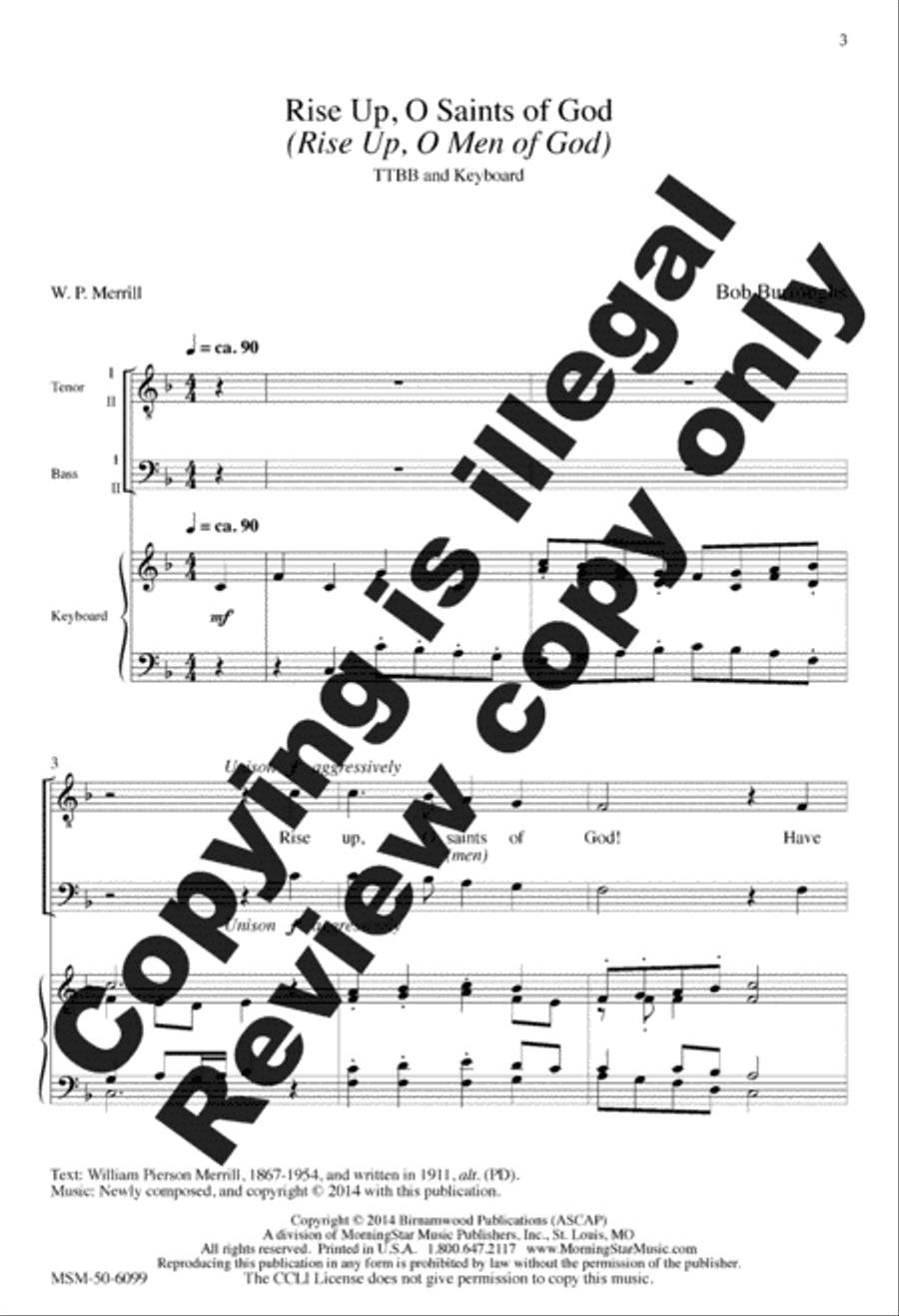 Rise Up, O Saints of God (Rise Up, O Men of God) TTBB scores gallery preview page 2