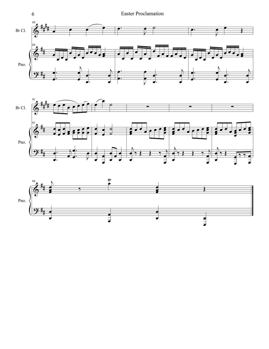 Easter Proclamation (The Risen Christ) (Bb-Clarinet solo and Piano) Clarinet Solo scores gallery preview page 6