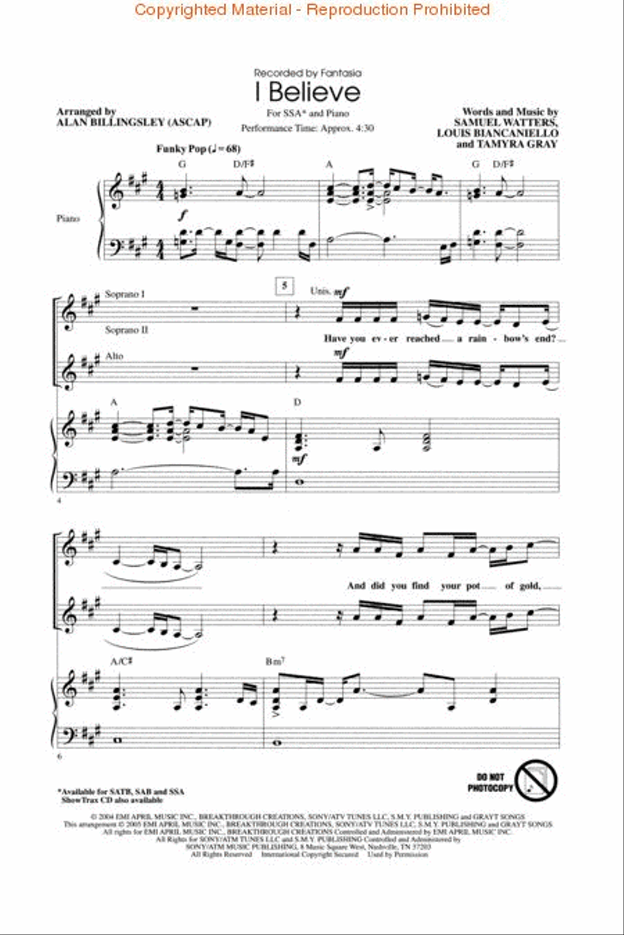 I Believe SSA scores gallery preview page 2