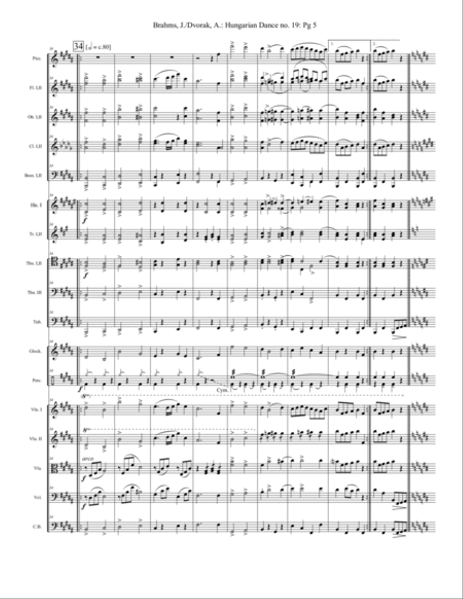Hungarian Dance no. 19 and no. 20 - Extra Score Full Orchestra scores gallery preview page 5