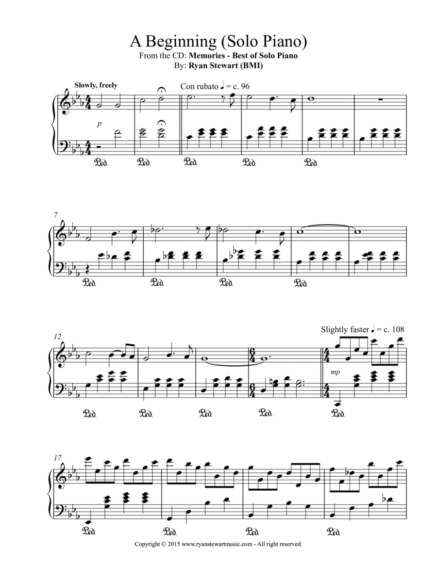 A Beginning (Solo Piano) Piano Solo scores gallery preview page 1