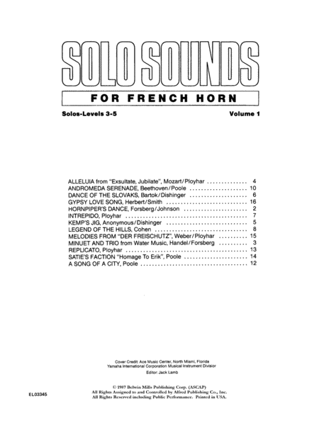 Solo Sounds for French Horn, Volume 1