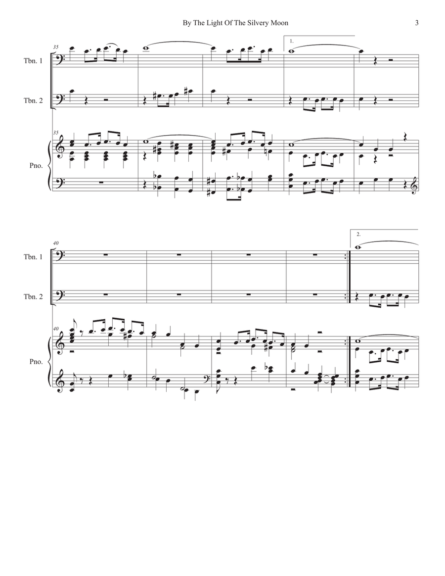 By The Light Of The Silvery Moon (Trombone Duet) Trombone Duet scores gallery preview page 3