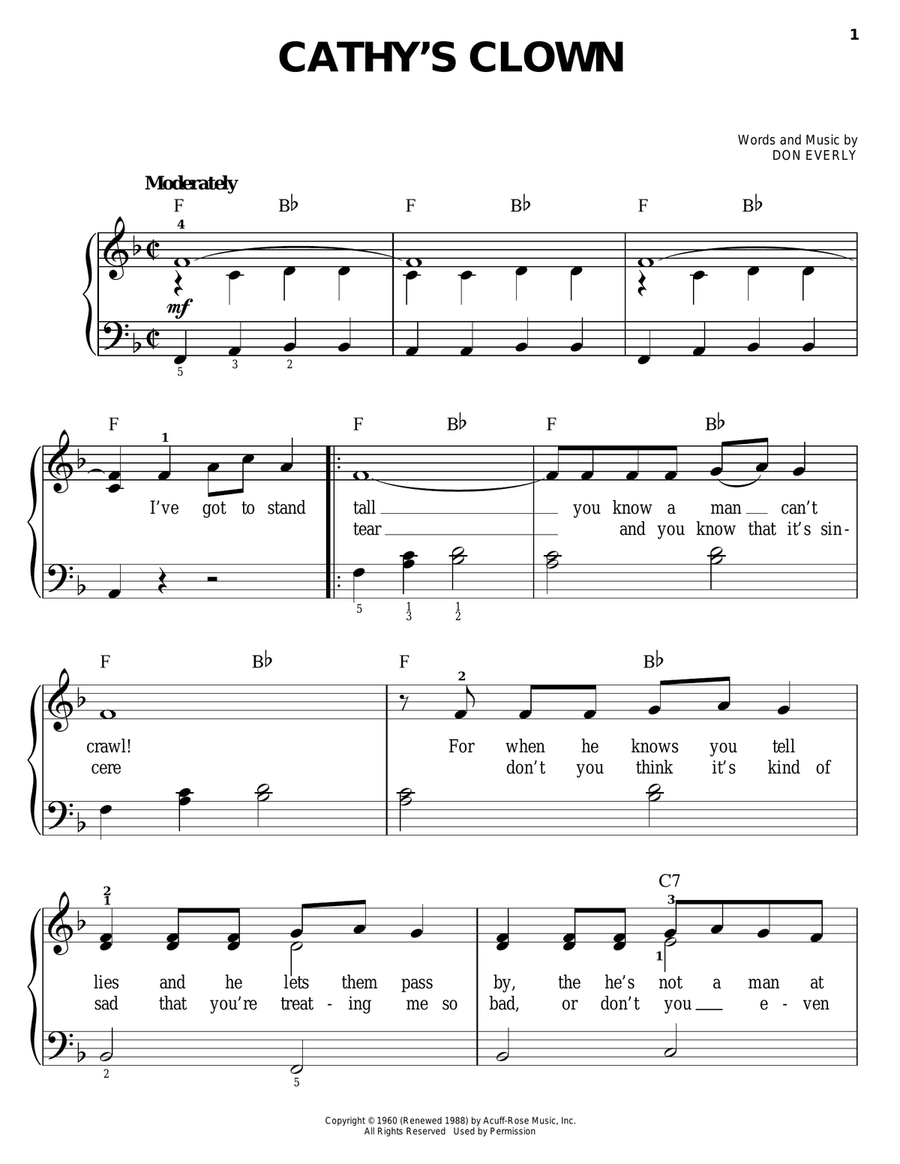 Cathy's Clown Easy Piano scores gallery preview page 1
