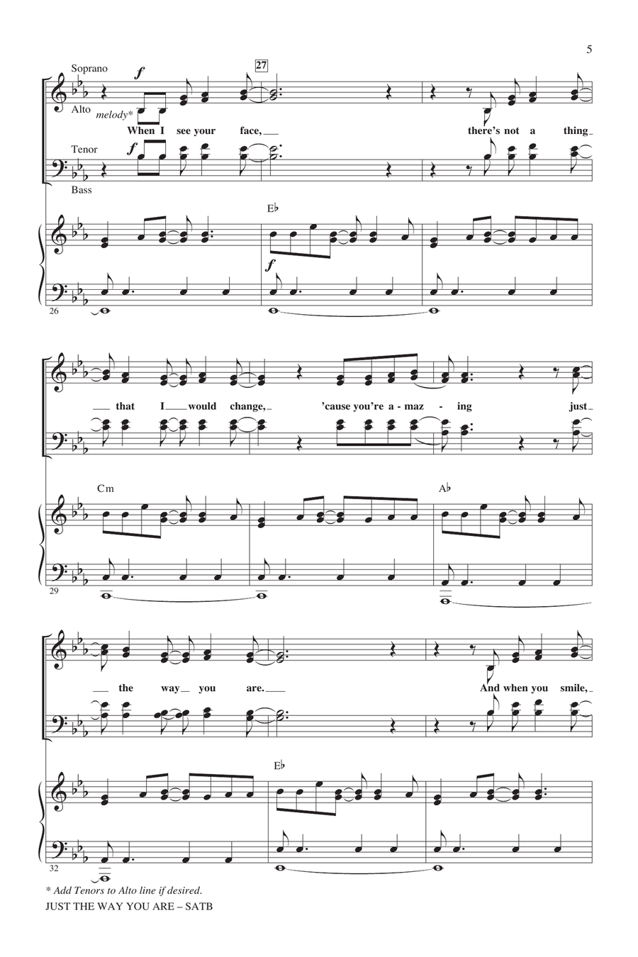Just The Way You Are (from Glee) (arr. Roger Emerson) 4-Part scores gallery preview page 4