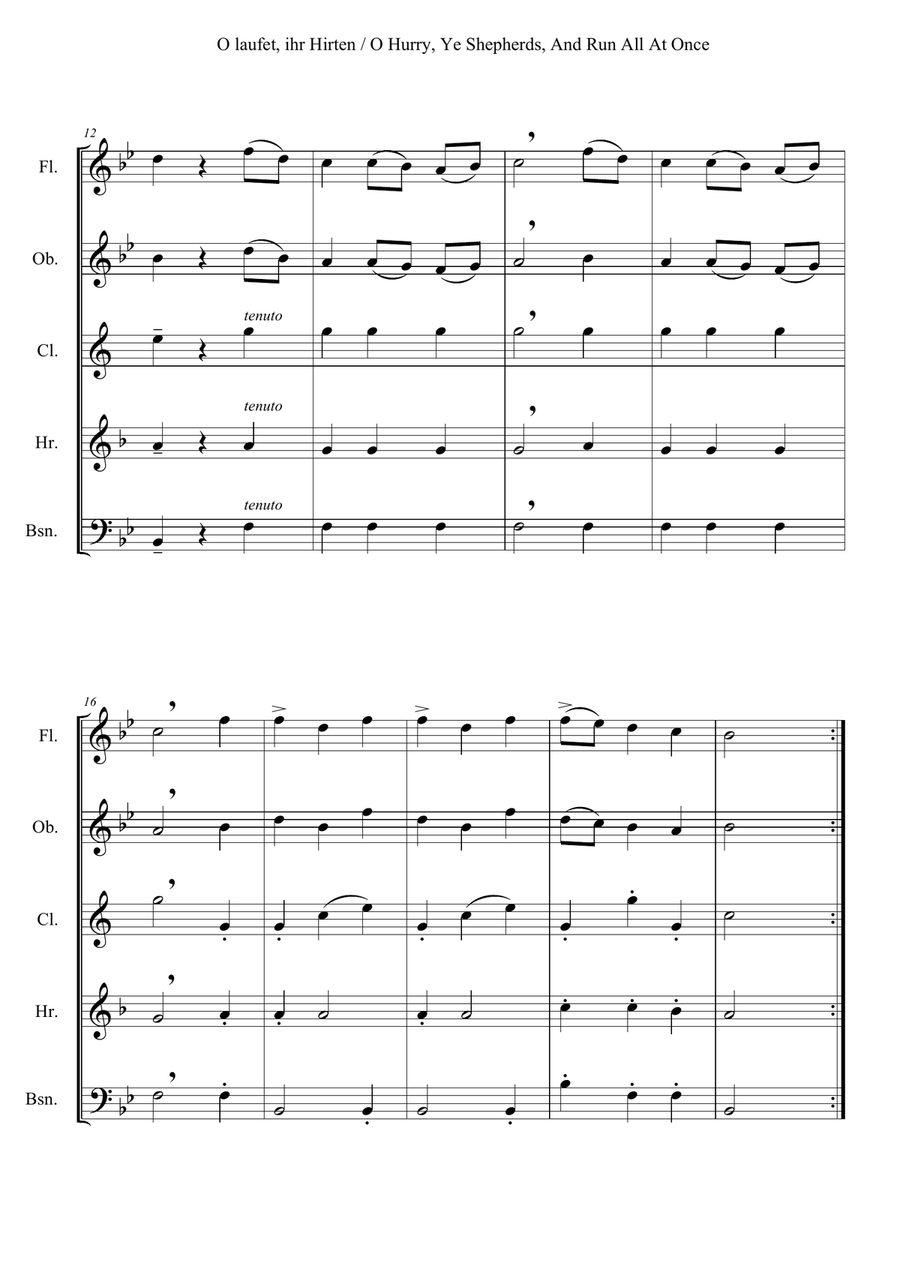 O Hurry, Ye Shepherds, And Run All At Once Woodwind Quintet scores gallery preview page 2