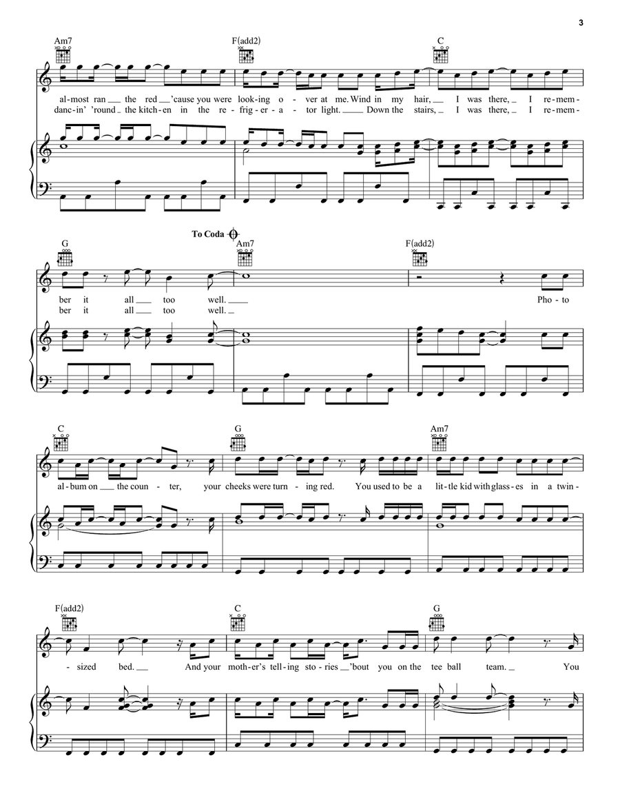 All Too Well (10 Minute Version) (Taylor's Version) (From The Vault) Piano, Vocal, Guitar scores gallery preview page 3